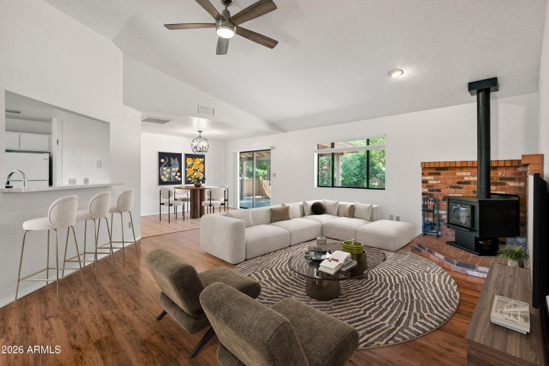 Living room into dining