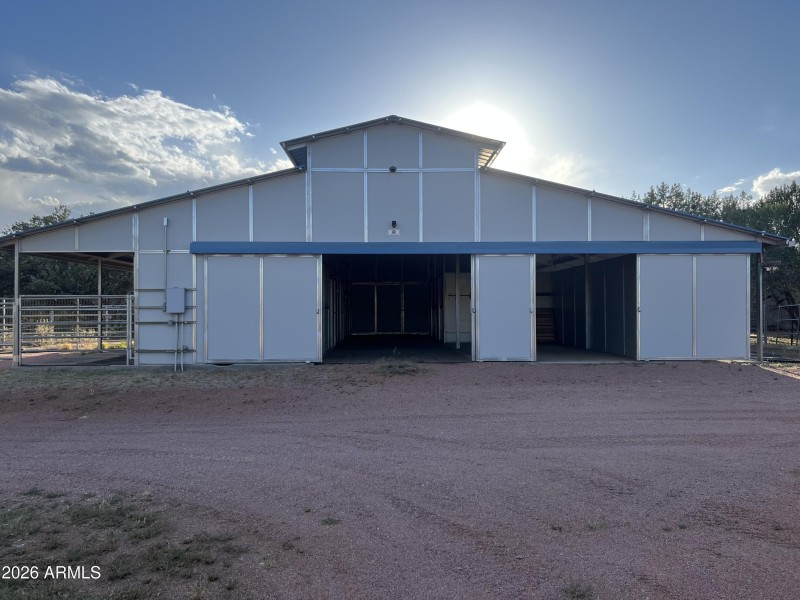 Outside barn with doors open