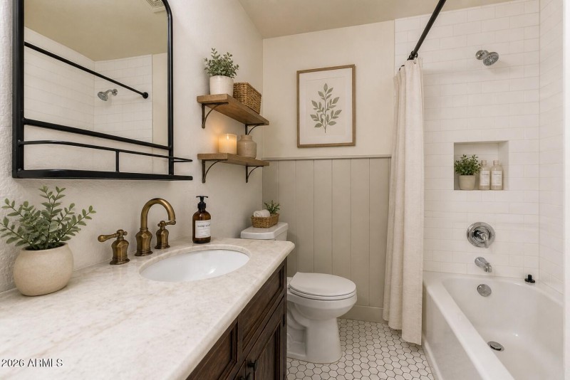 Virtually Staged Secondary Bath