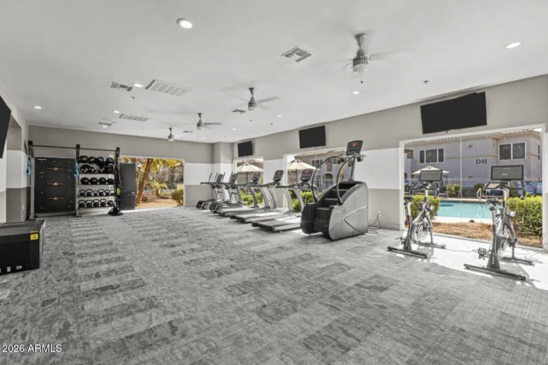Full Size Gym Overlooking Pool