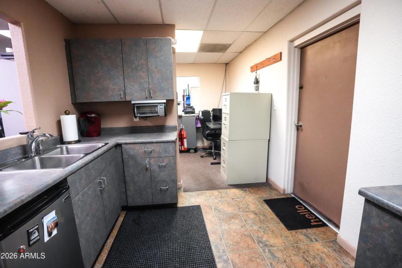 Kitchenette, back door