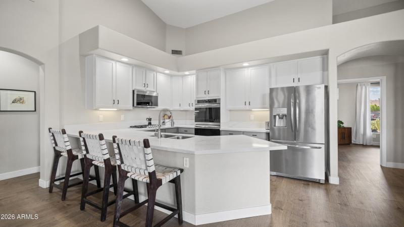 Updated white, bright kitchen