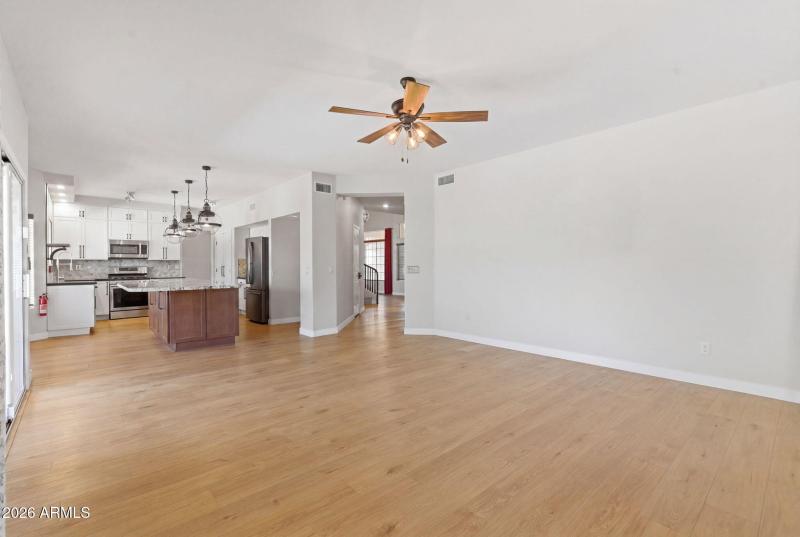 Living room and kitchen