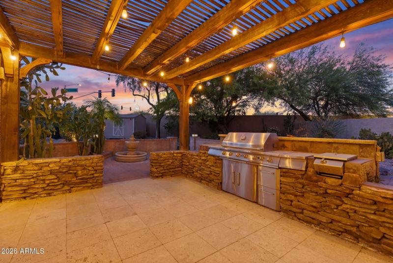 Lighted patio and grill area