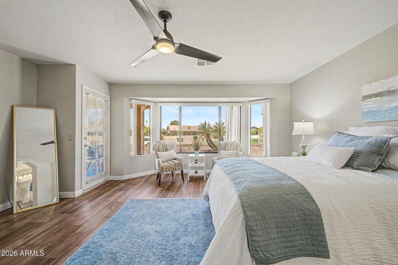 Offers bay window and patio access