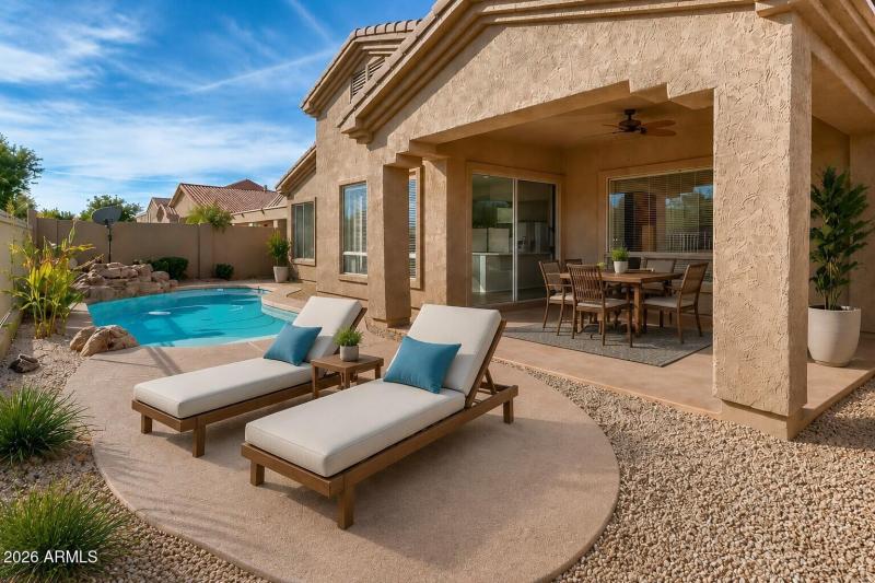 virtually staged- backyard with lounge c