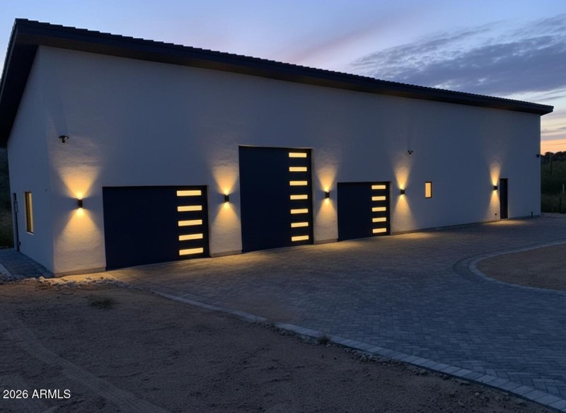 Front of the detached garage and shop