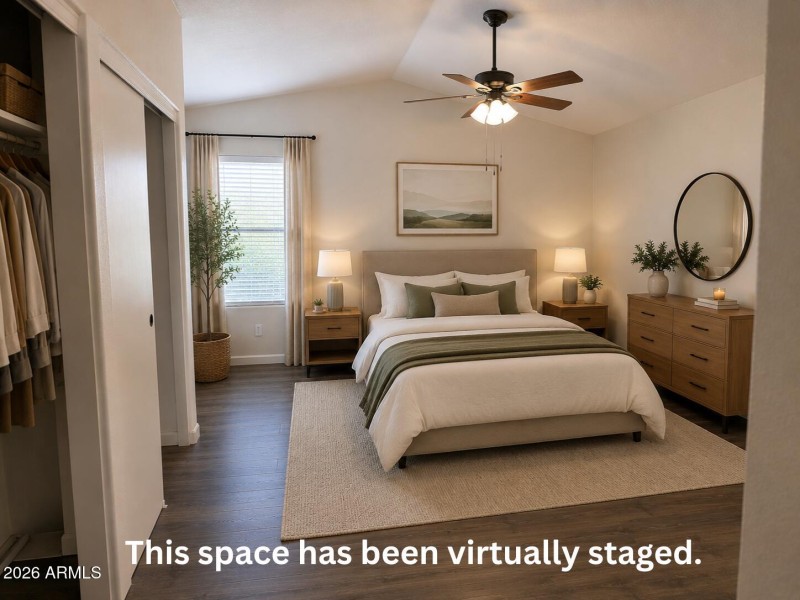 Virtually staged Primary Bedroom