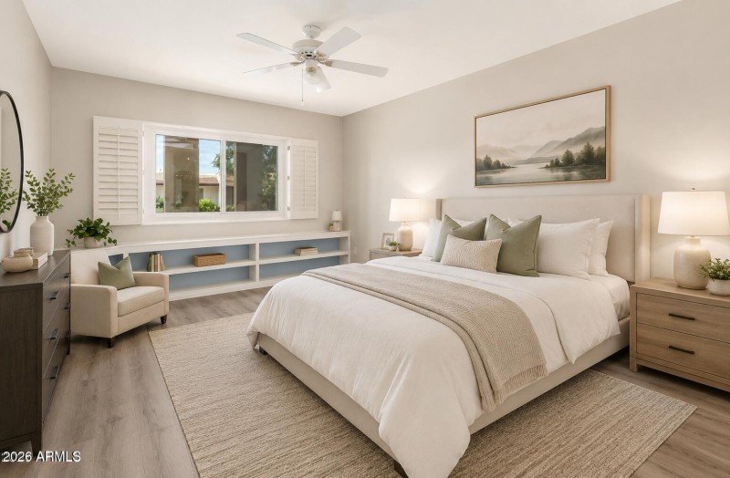 Virtual Staged Primary Bedroom