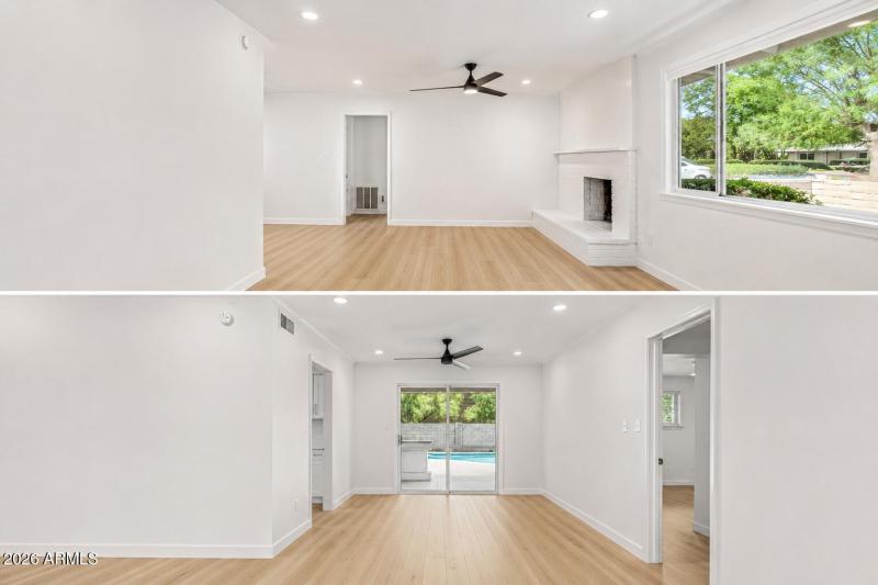 Living room and dining area