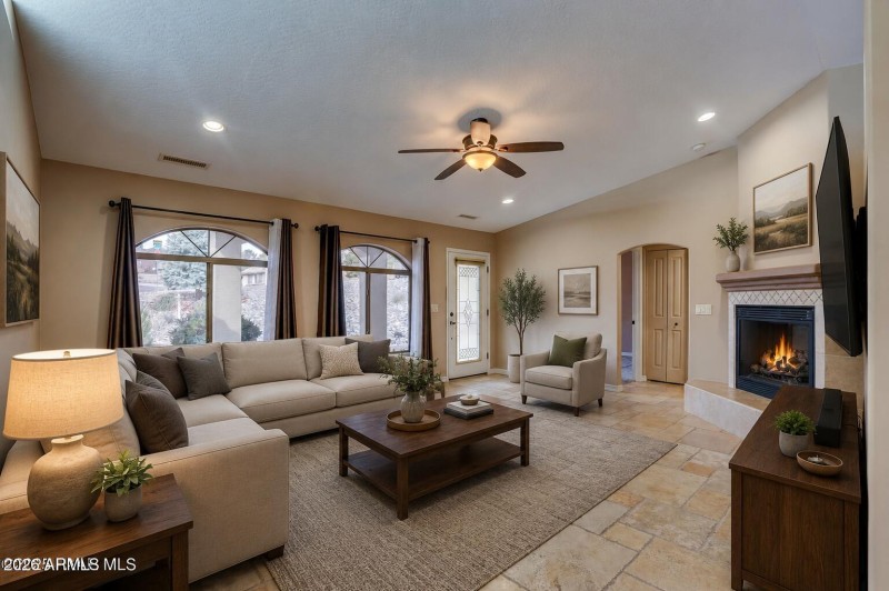 Virtually Staged front living room