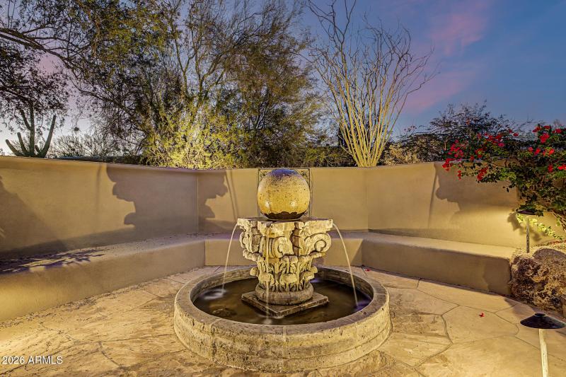 North patio fountain