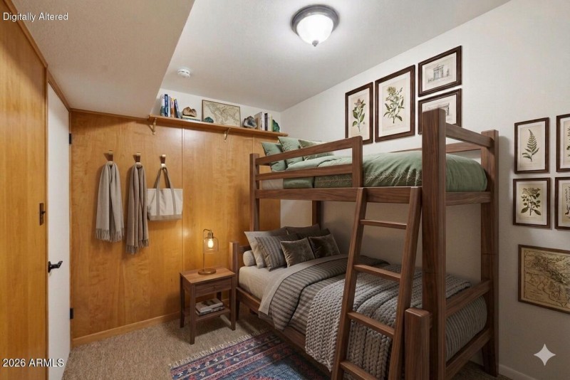 Virtually staged guest bedroom