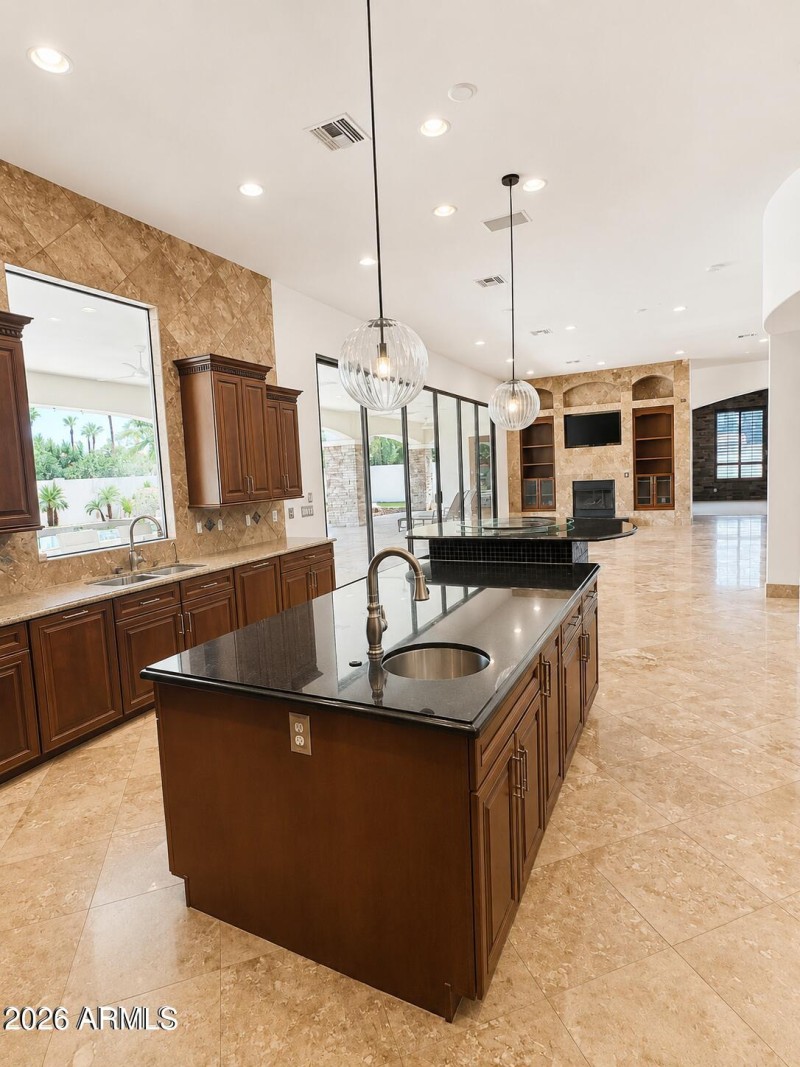 Kitchen View Into Family Room