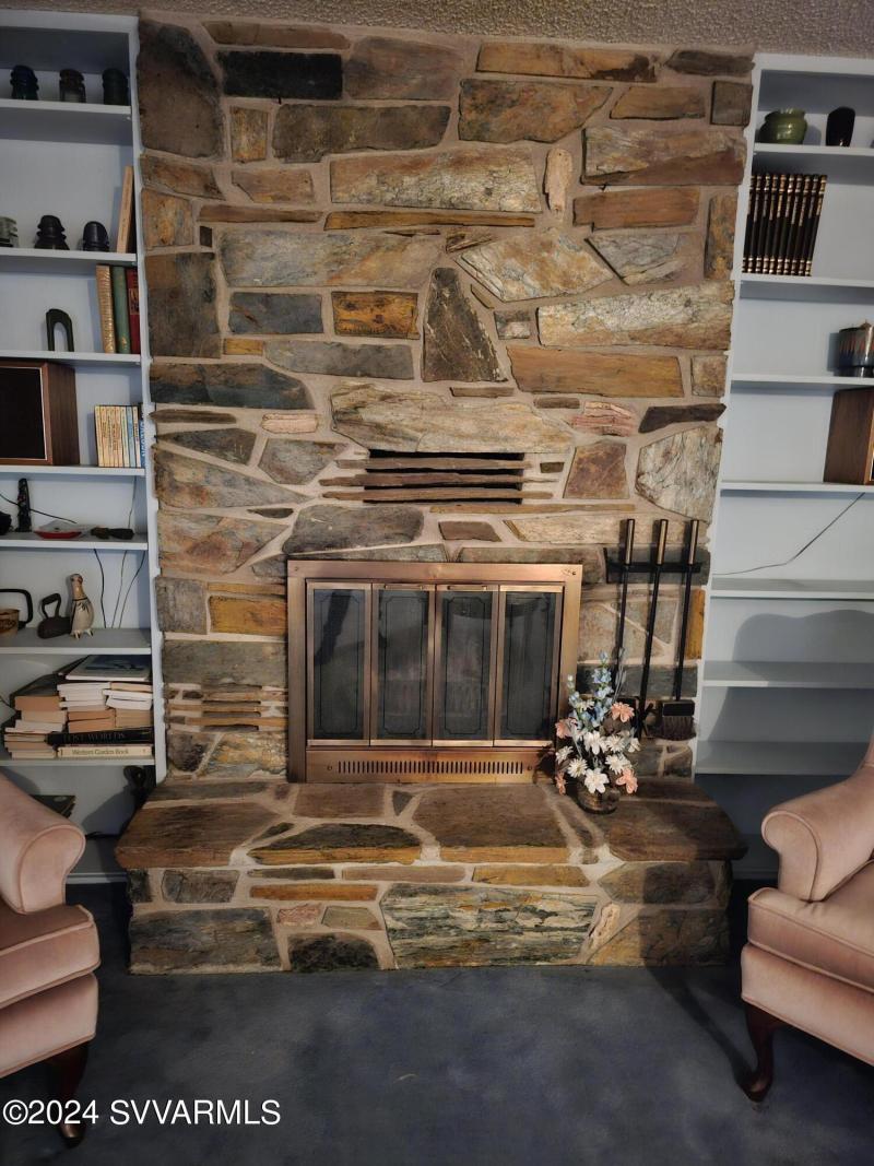 Fireplace in formal dining room