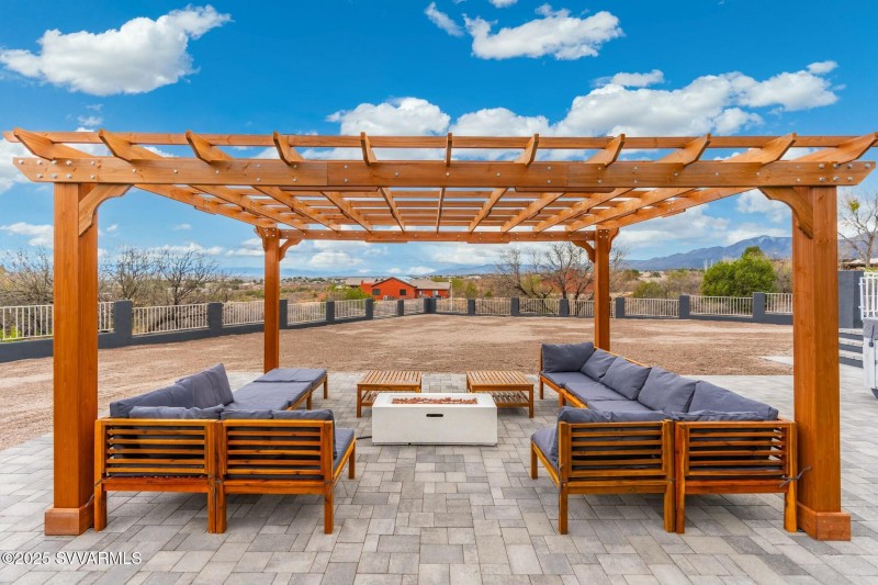 Exterior lounge with fire pit