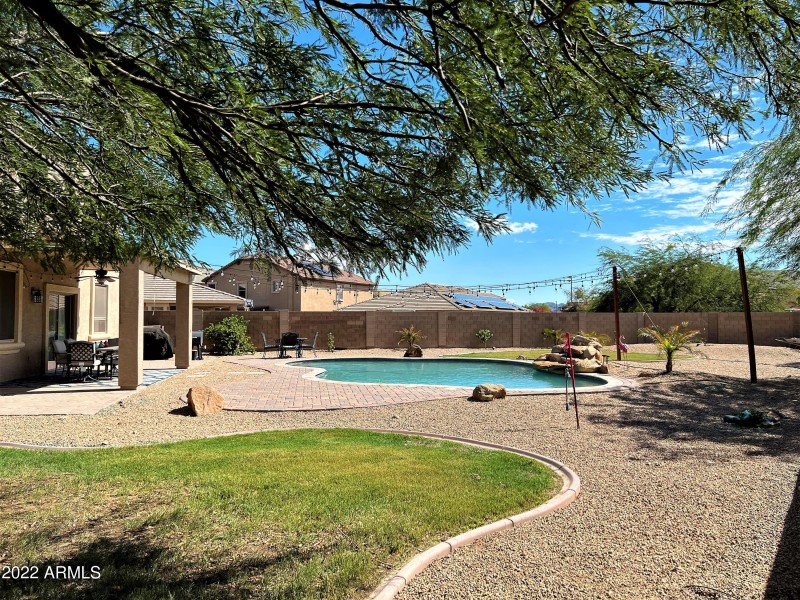 Pool side yard to patio view