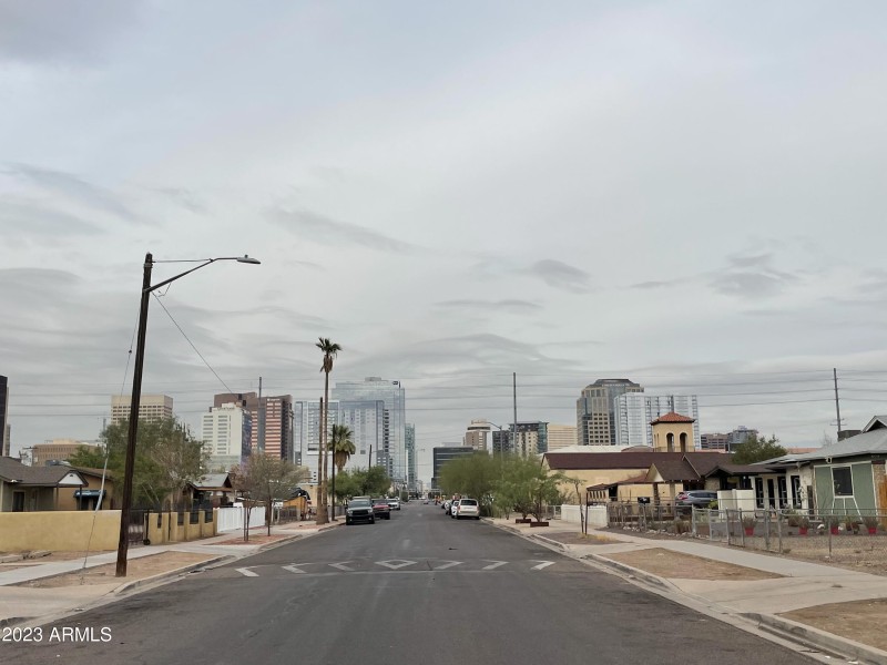 Facing north from street toward downtown