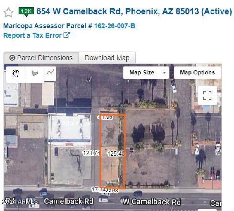 654 W Camelback lot dimensions 1