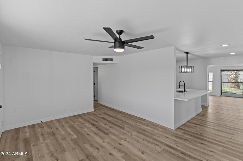 Living Room to Kitchen and Bedrooms