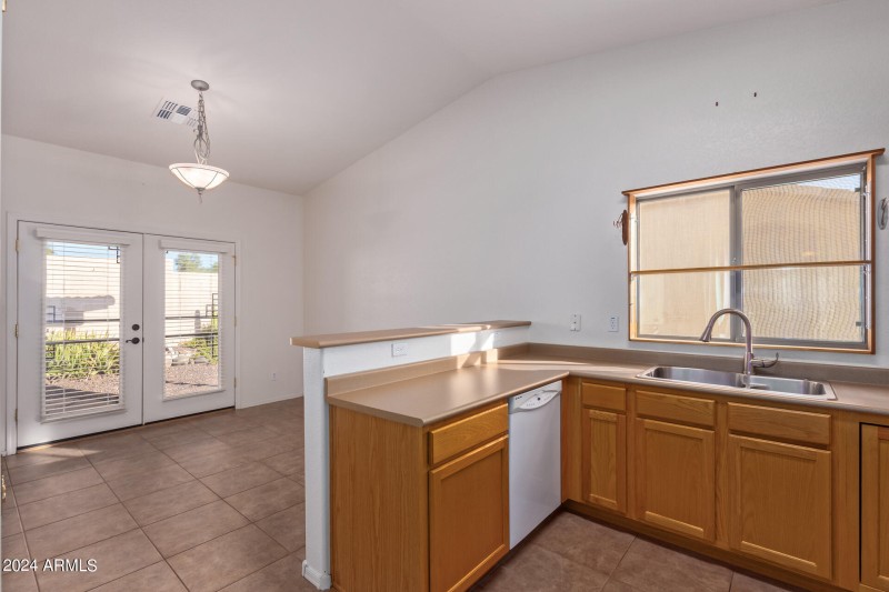 Kitchen with Backyard View
