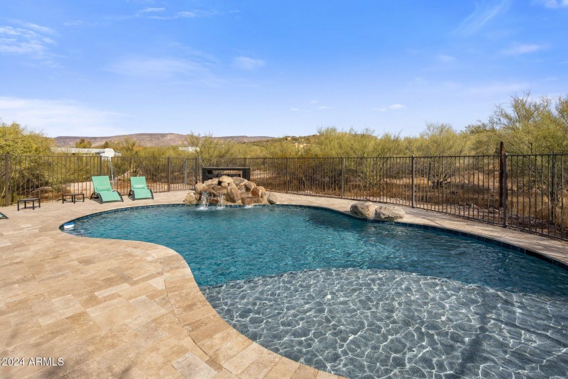 Gated Pool With Waterfall Feature
