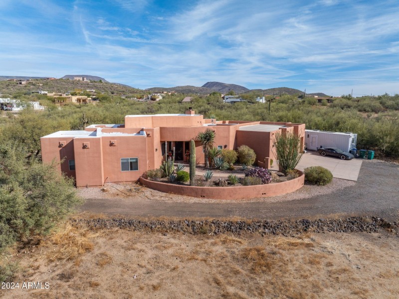 Front Elevation with Desert Plants