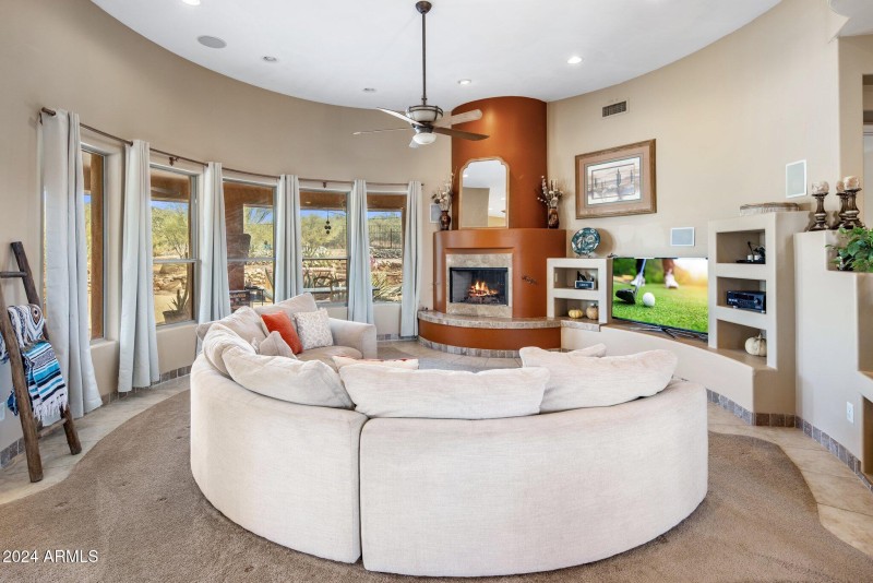 Curved Family Room with Views