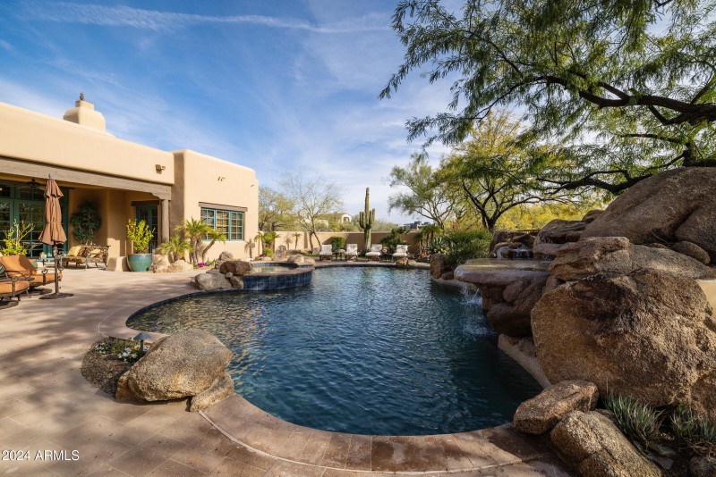 Backyard Pool with waterfall