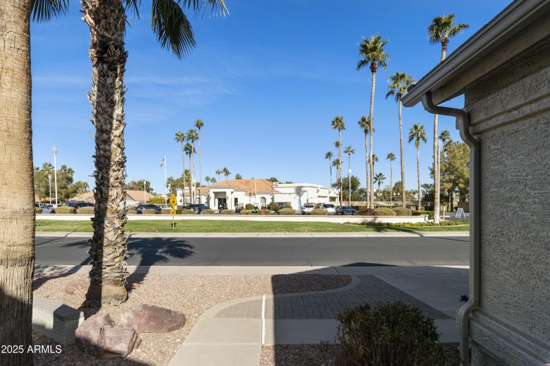 Sidewalk view to Clubhouse across street