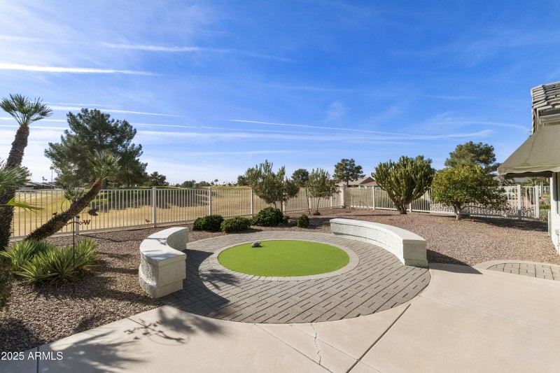 Back yard on course with artificial turf