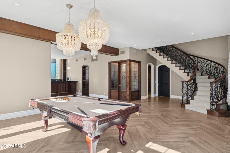 View of Wine Room Stain Glass Doors