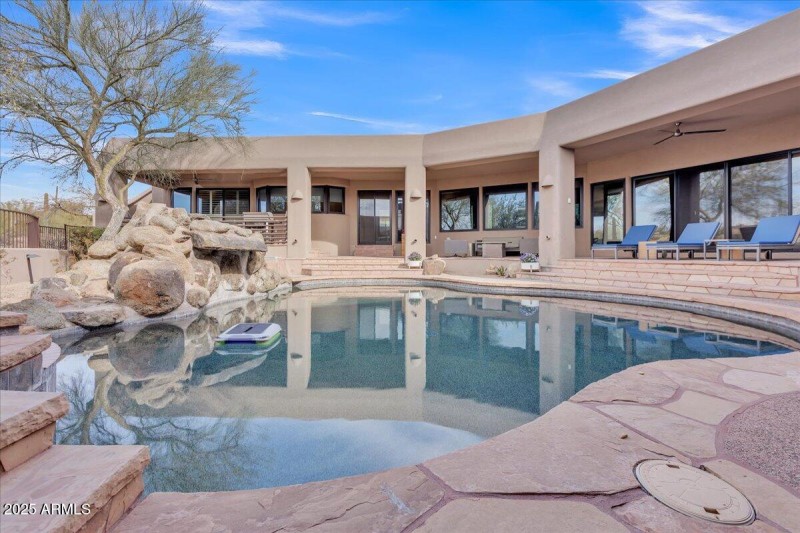 Pool, spa, and waterfall