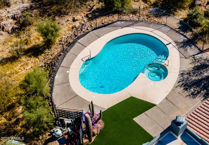 closeup aerial of pool
