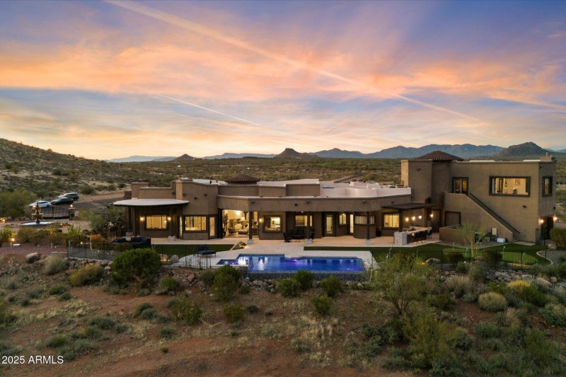 Aerial view at sunset
