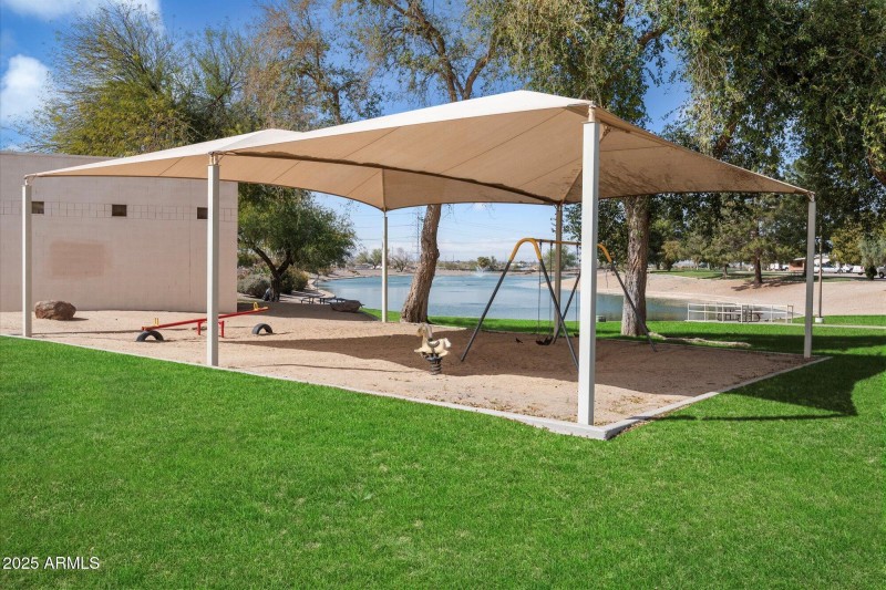 Play area by lake