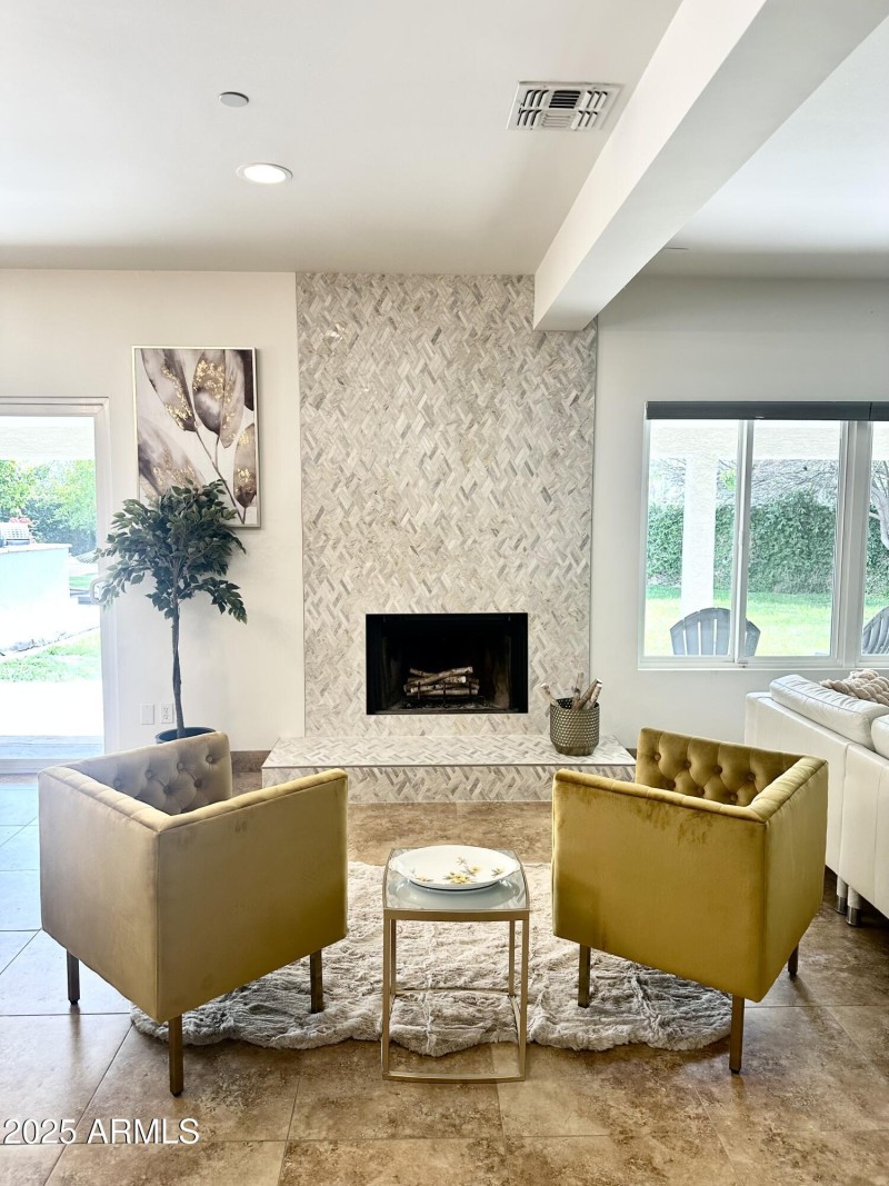 Wood burning fireplace