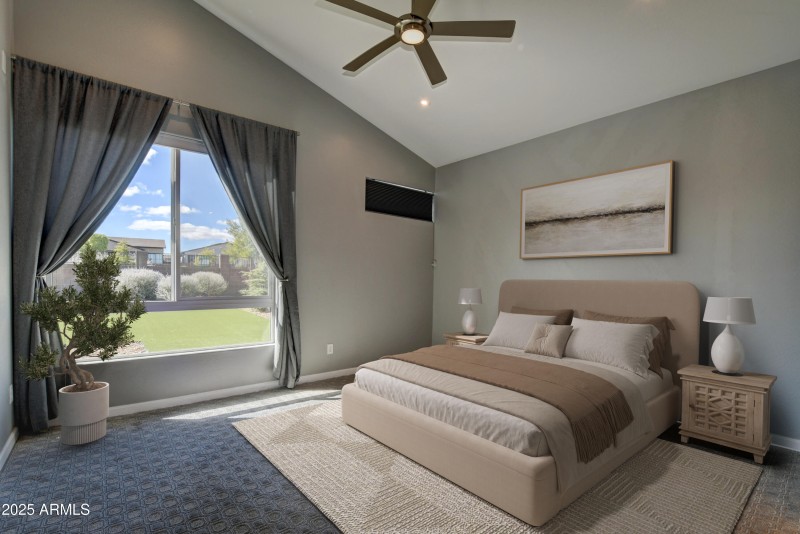 Virtually staged master bedroom