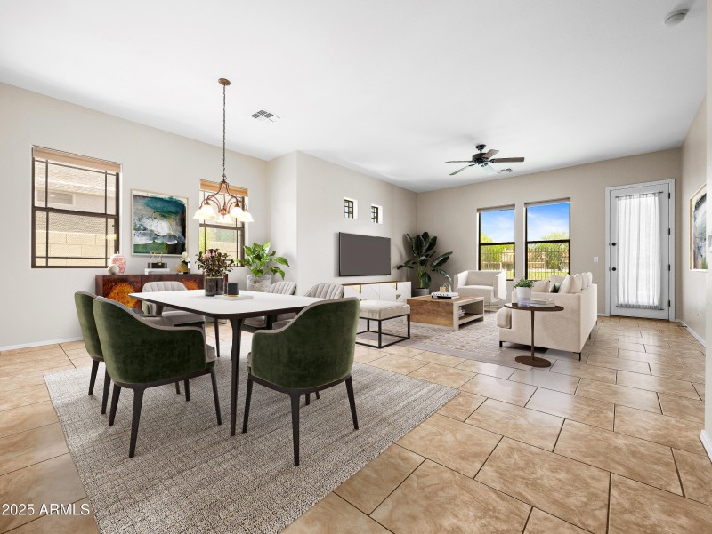 Virtually Staged Living and Dining Rooms