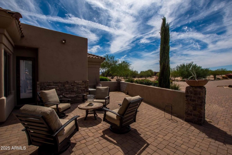 Welcoming front courtyard entry patio