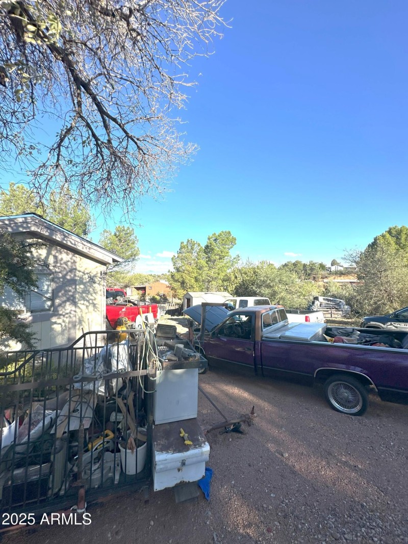 Backyard and shed in background