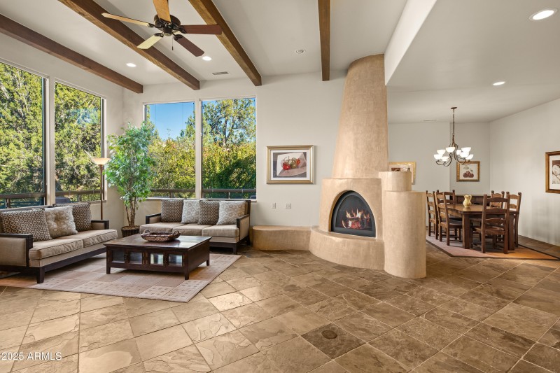 GAS KIVA FIREPLACE IN GREAT ROOM