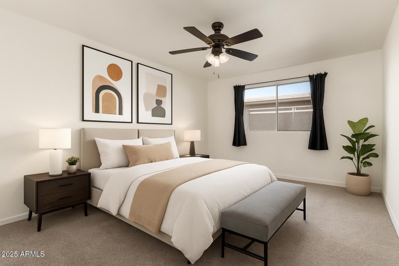 Virtually staged Primary Bedroom