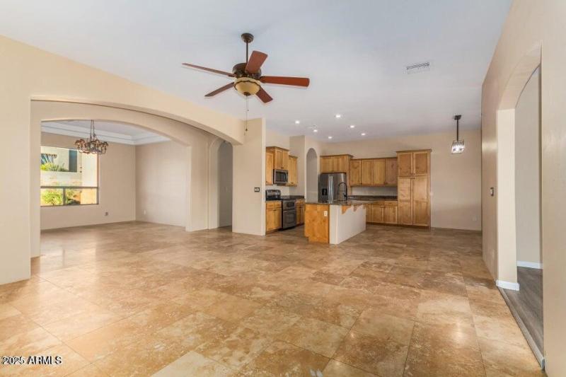 Formal dining room and kitchen