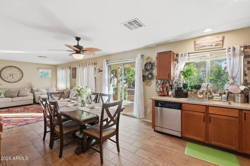 Open Kitchen, Dining, & Family Room Area