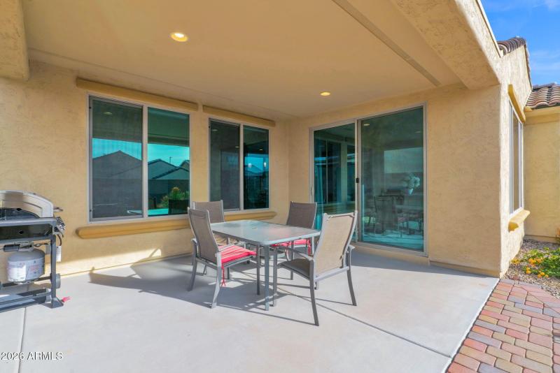Covered Patio with slider into the house