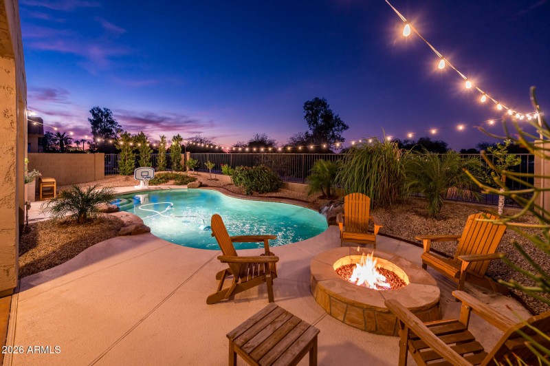 Pool Fire Pit Sunset