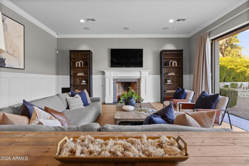 Family room with fireplace