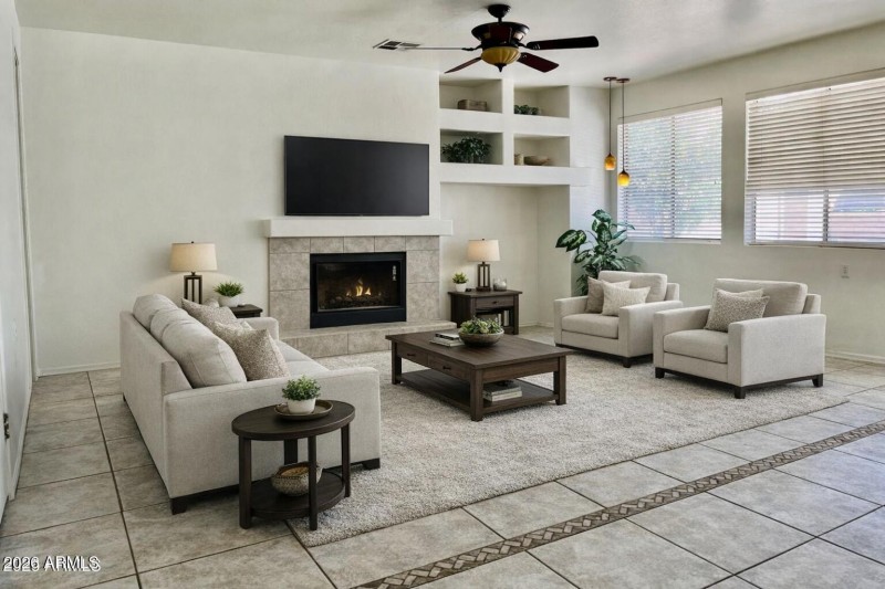Family Room virtually staged