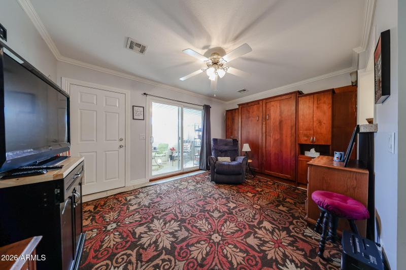 Bonus room opens to patio